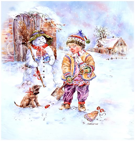 Winter Paintbox Poppets : Winter Pastime &copy; Copyright Christine Haworth Designs